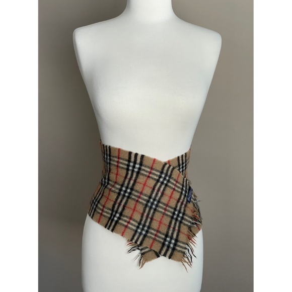 ✨Authentic Vintage Classic Plaid Burberrys Cashmere Wool Mini Scarf - Picture 4 of 9